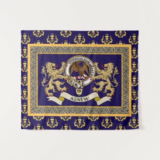 Persoonlijk Blauwe Agnew Clan Badge Wandkleed (Voorkant (horizontaal))