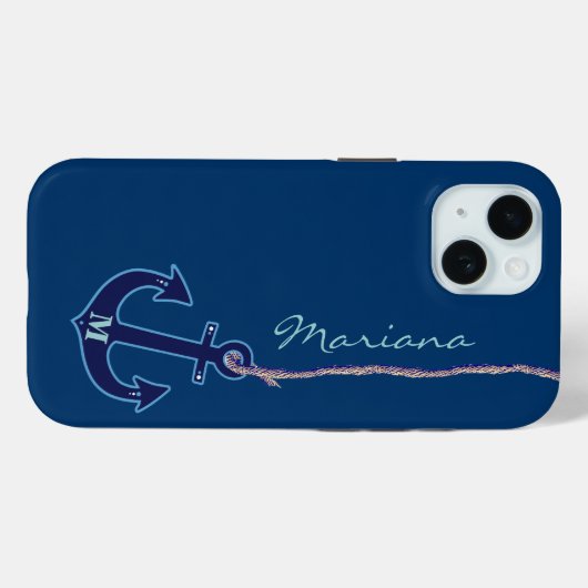 Persoonlijk Blauwe Anker Case-Mate iPhone Case (Achterkant (horizontaal))