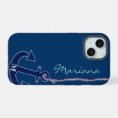 Persoonlijk Blauwe Anker iPhone 15 Hoesje (Achterkant horizontaal)