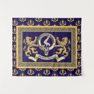 Persoonlijk Blauwe Armstrong Clan Badge Wandkleed