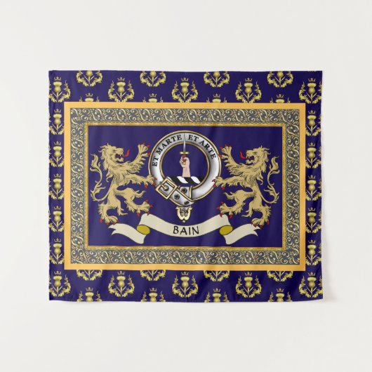 Persoonlijk Blauwe Bain Clan Badge Wandkleed (Voorkant (horizontaal))