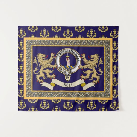 Persoonlijk Blauwe Bell Clan Badge Wandkleed (Voorkant (horizontaal))