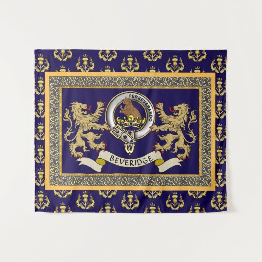 Persoonlijk Blauwe Beveridge Clanstempel Wandkleed (Voorkant (horizontaal))