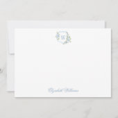 Persoonlijk blauwe bloemenkroon baby schrijfwaren bedankkaart (Voorkant)