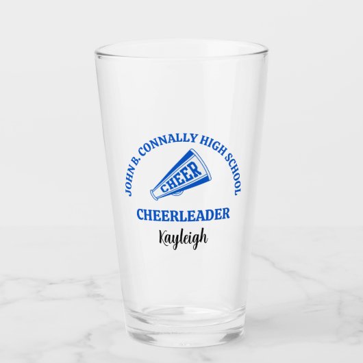 Persoonlijk blauwe cheerleader middelbare school glas (Voorkant)