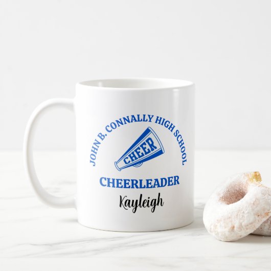 Persoonlijk blauwe cheerleader van de middelbare s koffiemok (Met donut)