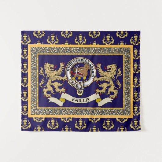 Persoonlijk Blauwe Clan Badge van Baillie Wandkleed (Voorkant (horizontaal))