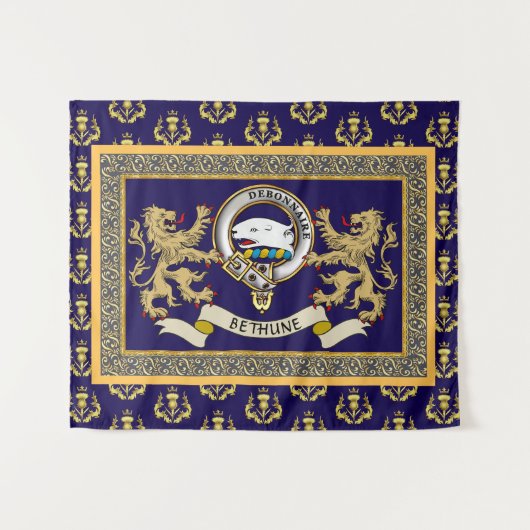 Persoonlijk Blauwe Clan Badge van Bethune Wandkleed (Voorkant (horizontaal))