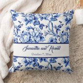 Persoonlijk Blauwe en Witte Bloemstuk Toile Trouwf Kussen (Deken)
