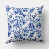 Persoonlijk Blauwe en Witte Bloemstuk Toile Trouwf Kussen (Achterkant)