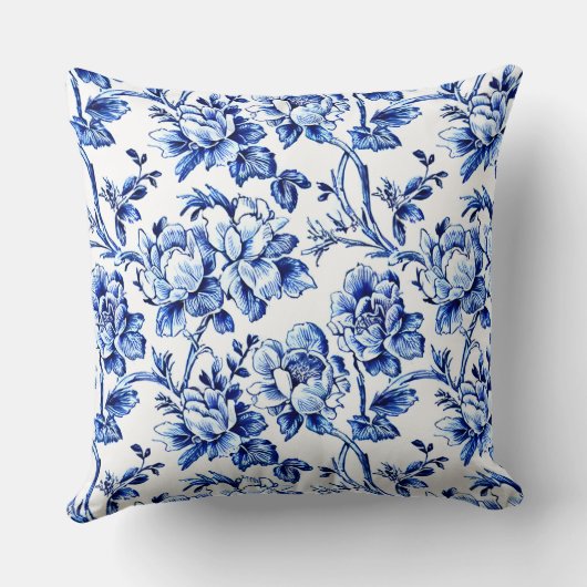 Persoonlijk Blauwe en Witte Bloemstuk Toile Trouwf Kussen (Achterkant)