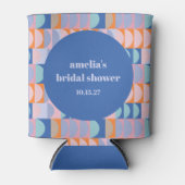 Persoonlijk Blauwe Geometrische Bruidsdouche Favor Blikjeskoeler (Voorkant)