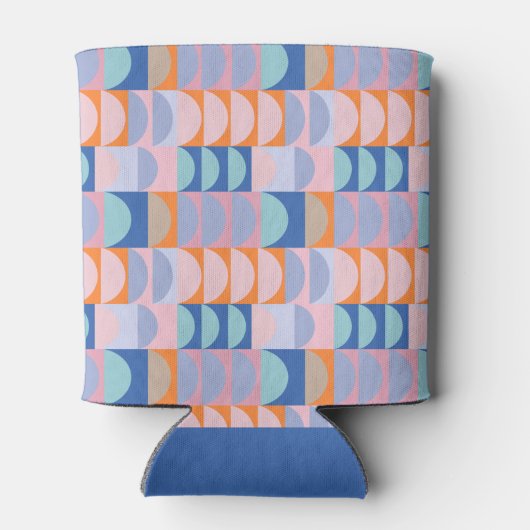 Persoonlijk Blauwe Geometrische Bruidsdouche Favor Blikjeskoeler (Achterkant)