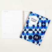 Persoonlijk Blauwe Geometrische Monogram Planner (Display)
