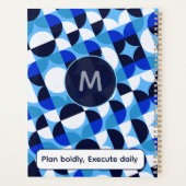 Persoonlijk Blauwe Geometrische Monogram Planner (Achterkant)