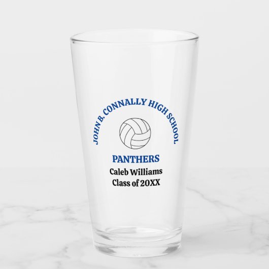 Persoonlijk Blauwe Havo-Volleyballer Glas (Voorkant)