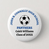 Persoonlijk Blauwe Hoge School Voetbalteam Ronde Button 5,7 Cm (Voorkant)