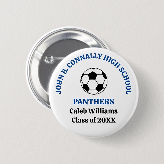 Persoonlijk Blauwe Hoge School Voetbalteam Ronde Button 5,7 Cm (Voorkant /achterkant)