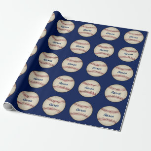 Persoonlijk blauwe honkbal inpakpapier