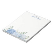 Persoonlijk blauwe Hydrangea bloemen notitieblok (Linkerzijde)