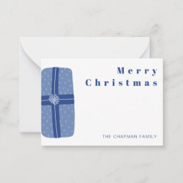 Persoonlijk blauwe kerstcadeau notitiekaartje