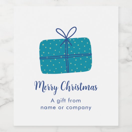 Persoonlijk Blauwe Kerstpakket Wijn Etiket (Enkel label)