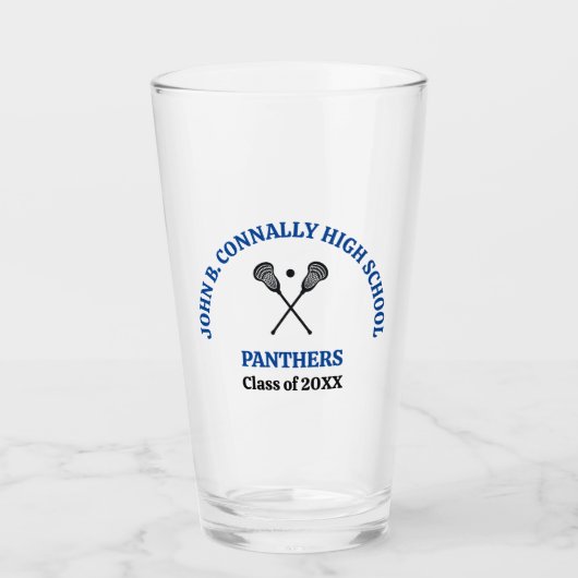 Persoonlijk Blauwe Lacrosse Team Hoge School Glas (Voorkant)