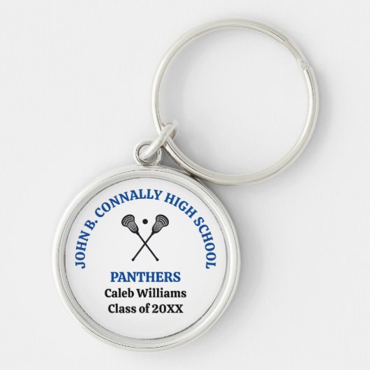 Persoonlijk Blauwe Lacrosse Team Hoge School Sleutelhanger (Voorkant)
