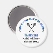 Persoonlijk Blauwe Lacrosse Team Middelbare School Magneet (Voorkant / Achterkant)