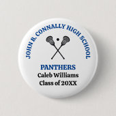Persoonlijk Blauwe Lacrosse Team Middelbare School Ronde Button 5,7 Cm (Voorkant)