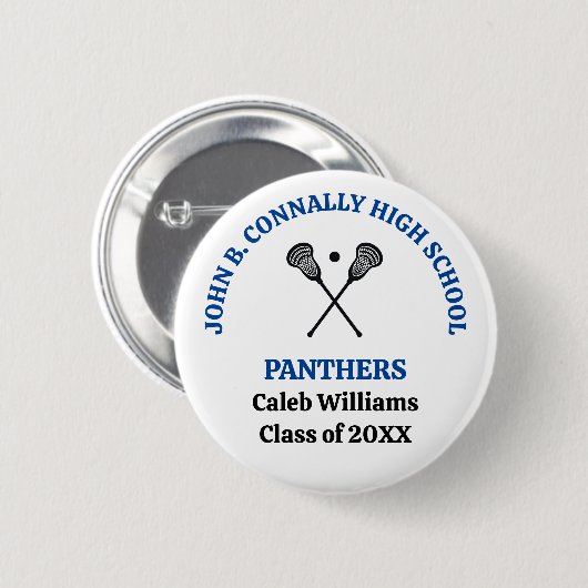Persoonlijk Blauwe Lacrosse Team Middelbare School Ronde Button 5,7 Cm (Voorkant /achterkant)