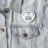 Persoonlijk Blauwe Lacrosse Team Middelbare School Ronde Button 5,7 Cm (In situ)