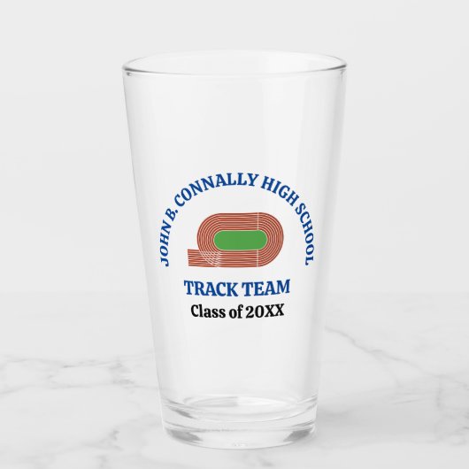 Persoonlijk Blauwe Middelbare School Atletiekteam Glas (Voorkant)