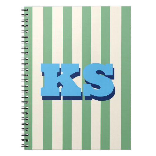Persoonlijk Blauwe Monogram, Aangepaste Initialen Notitieboek (Voorkant)