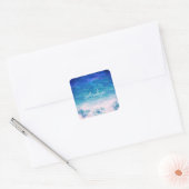 Persoonlijk Blauwe Oceaan Strand Vierkante Sticker (Envelop)