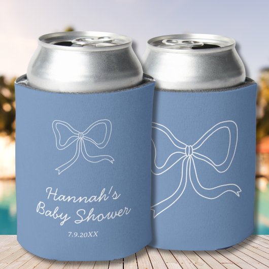 Persoonlijk blauwe strik lint baby shower favor blikjeskoeler