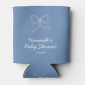 Persoonlijk blauwe strik lint baby shower favor blikjeskoeler (Voorkant)