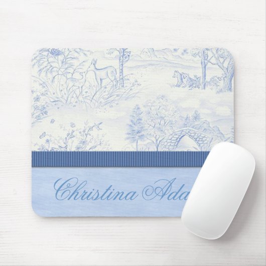 Persoonlijk Blauwe Toile Mousepad Muismat (Met muis)