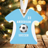 Persoonlijk blauwe voetbalshirt ornament