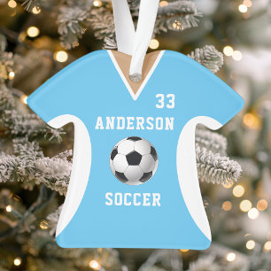 Persoonlijk blauwe voetbalshirt ornament