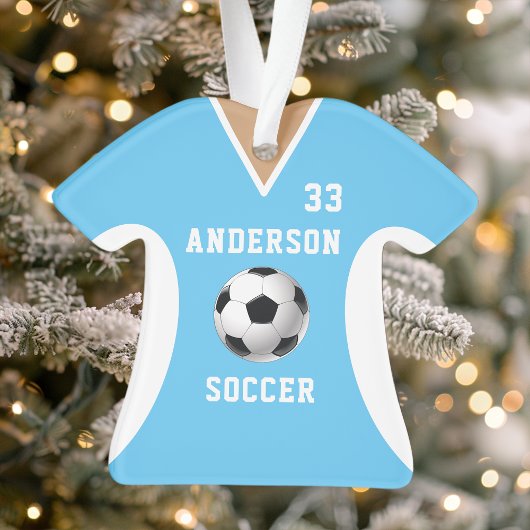 Persoonlijk blauwe voetbalshirt ornament