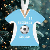 Persoonlijk blauwe voetbalshirt ornament
