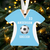 Persoonlijk blauwe voetbalshirt ornament