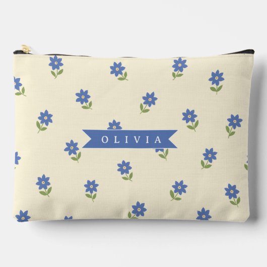 Persoonlijk Blauwe Wilde Bloem Patroon Naam Cadeau Etui (Voorkant)