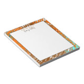 Persoonlijk Blauwgroen, bruin en Oranje Abstract Notitieblok (Schuin)