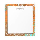 Persoonlijk Blauwgroen, bruin en Oranje Abstract Notitieblok (Voorkant)