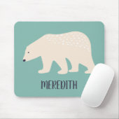 Persoonlijk Blauwgroen en Cream Polar-Beer Muismat (Met muis)