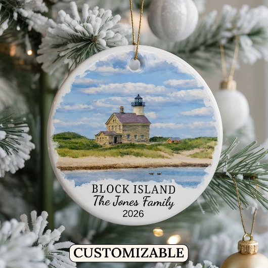Persoonlijk Block Island Ornament, Rhode Island Keramisch Ornament