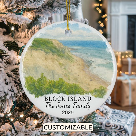Persoonlijk Block Island-ornament, Rhode Island Keramisch Ornament