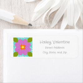 Persoonlijk Bloem Quilt Blok Retouradres Etiket